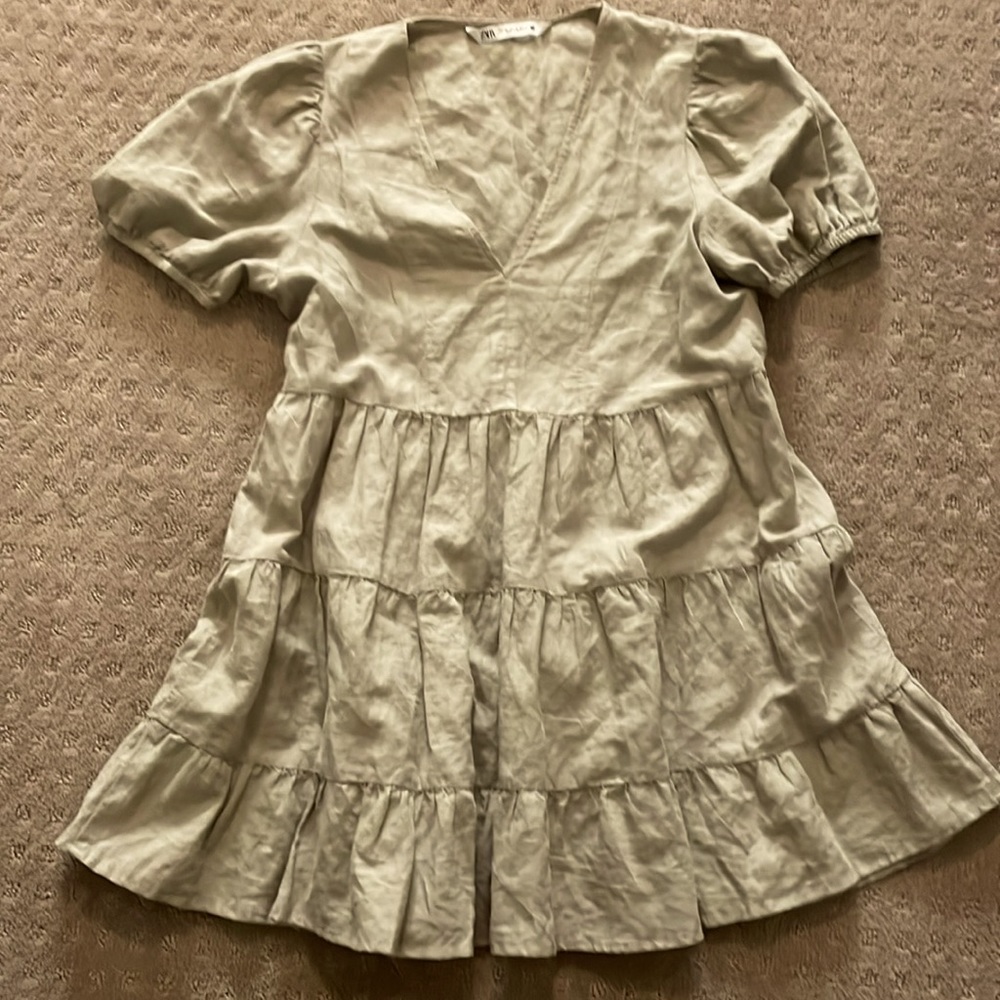 zara sage green short dress, size xs